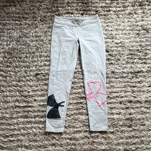 Under Armour Gray Leggings with Black and Pink Accents